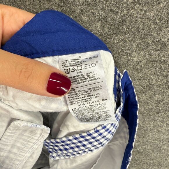 New Old Navy Shorts Women 8 Blue Plaid Mid Rise Everyday Short Chino Cotton - Picture 9 of 10